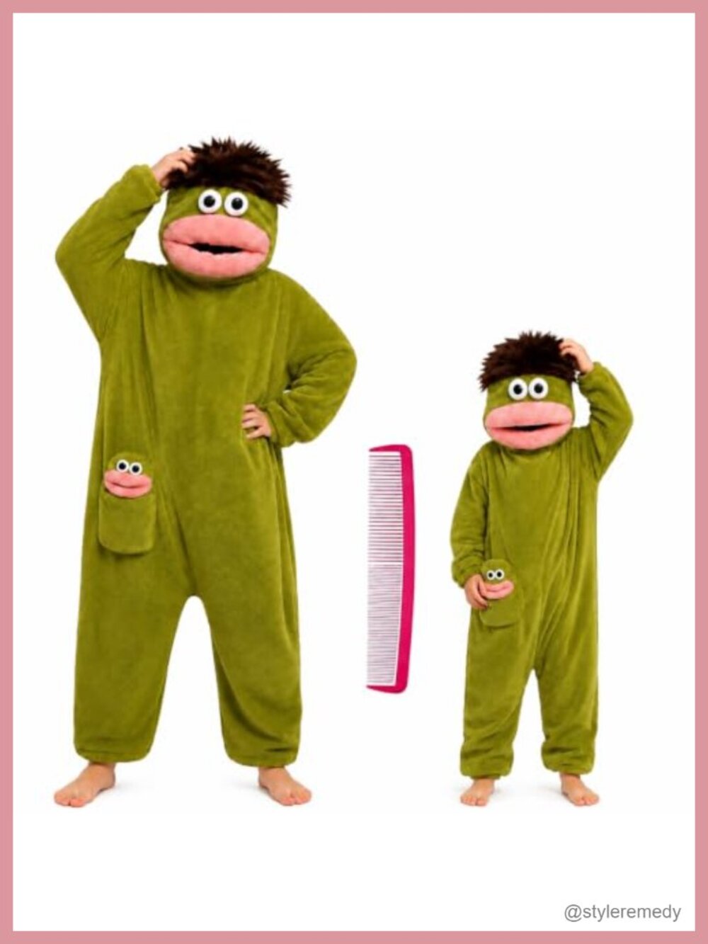 Oversized Fleece Monster One-Piece Pajama Hooded Loose Fit Costume Comb